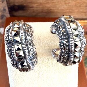 Judith Jack Sterling Silver Marcasite Hoop Earrings